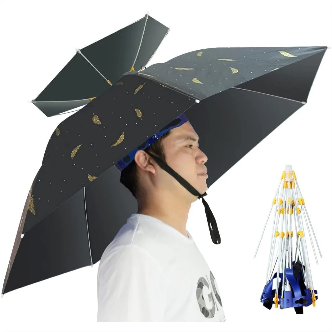 Golf Umbrella Large - Chapeau Parapluie Pliant et Ajustable, Protection